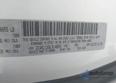 2020 Chrysler Voyager Lxi из США, поврежденный, VIN 2C4RC1DG0LR148591